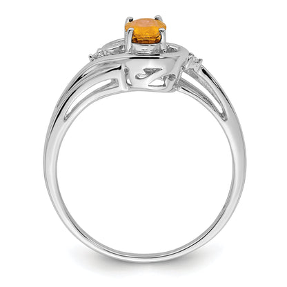 Sterlingsilber Rhodiniert Diamant & Citrin Ring