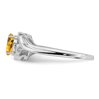 Sterlingsilber Rhodiniert Diamant & Citrin Ring