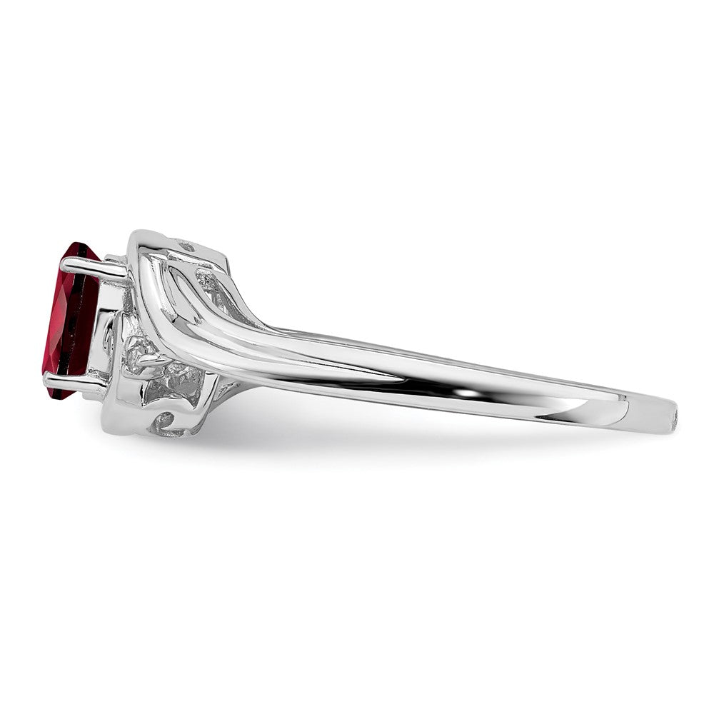 Sterlingsilber Rhodiniert Diamant & Granat Ring