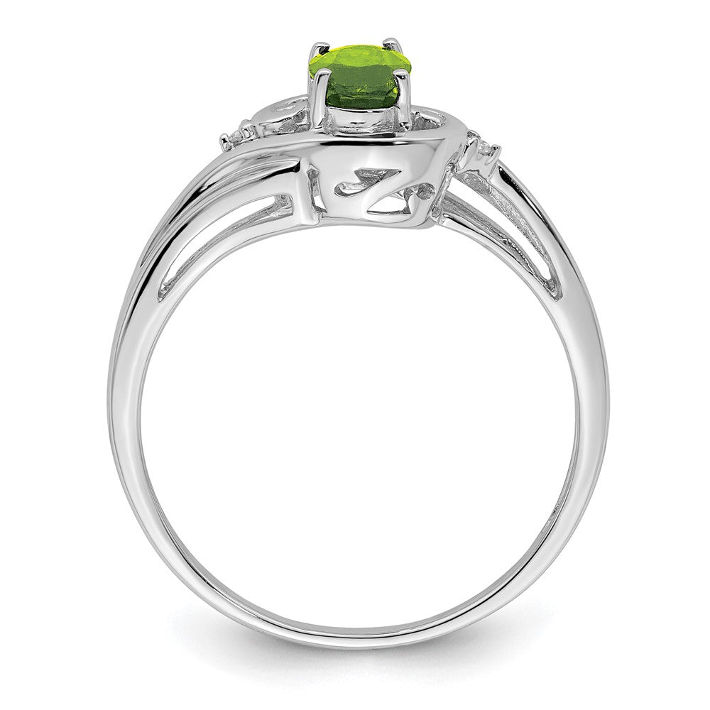 Sterlingsilber Rhodiniert Diamant & Peridot Ring
