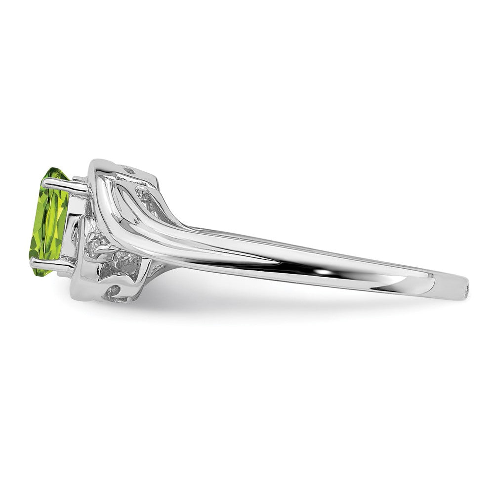 Sterlingsilber Rhodiniert Diamant & Peridot Ring