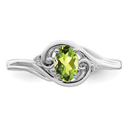 Sterlingsilber Rhodiniert Diamant & Peridot Ring