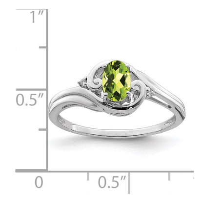 Sterlingsilber Rhodiniert Diamant & Peridot Ring