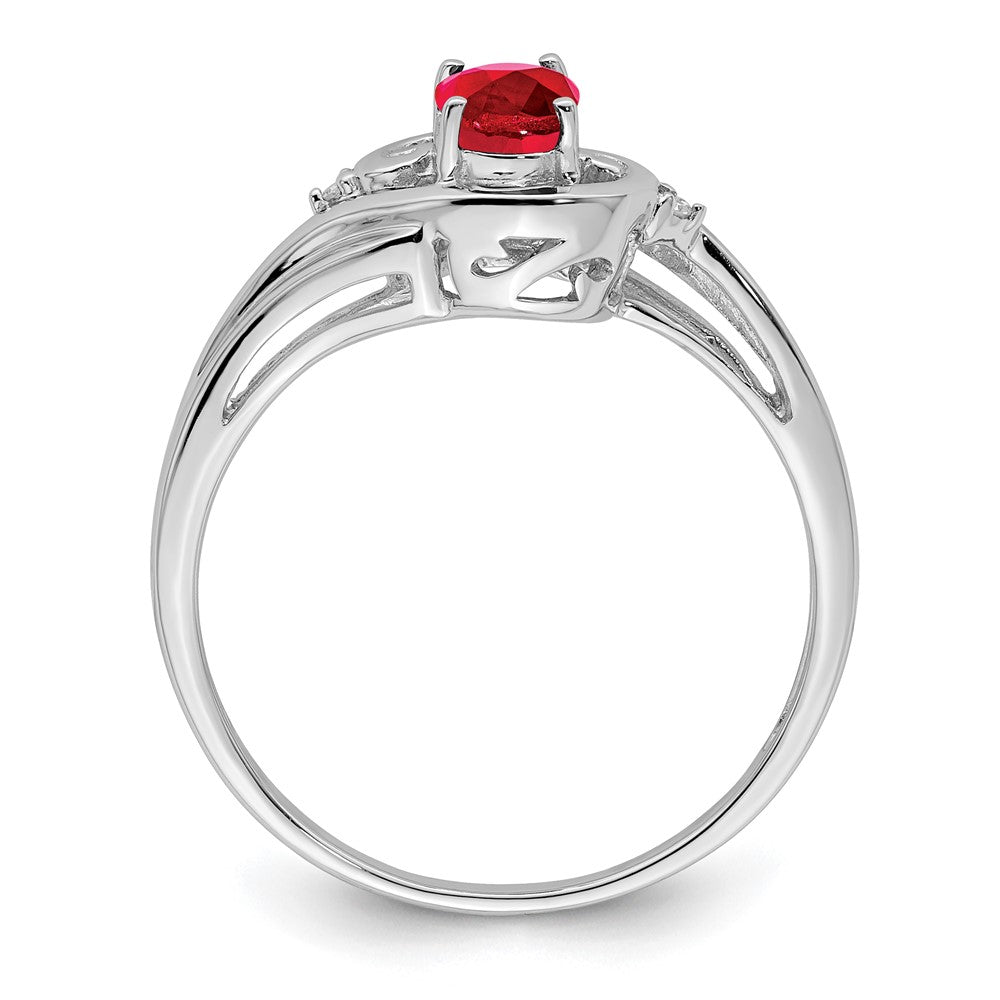 Sterlingsilber Rhodiniert Diamant & Rubin Ring