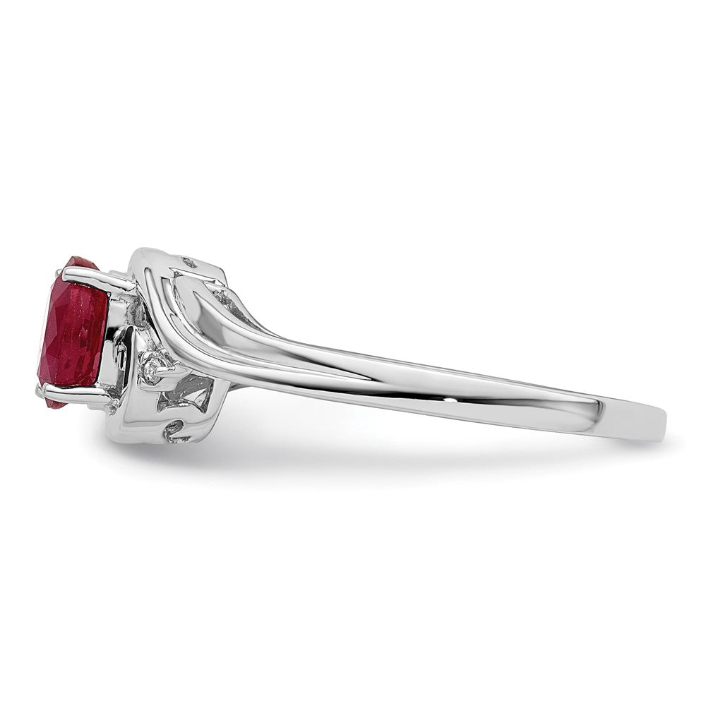 Sterlingsilber Rhodiniert Diamant & Rubin Ring