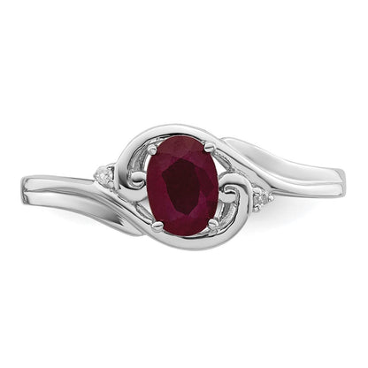 Sterlingsilber Rhodiniert Diamant & Rubin Ring