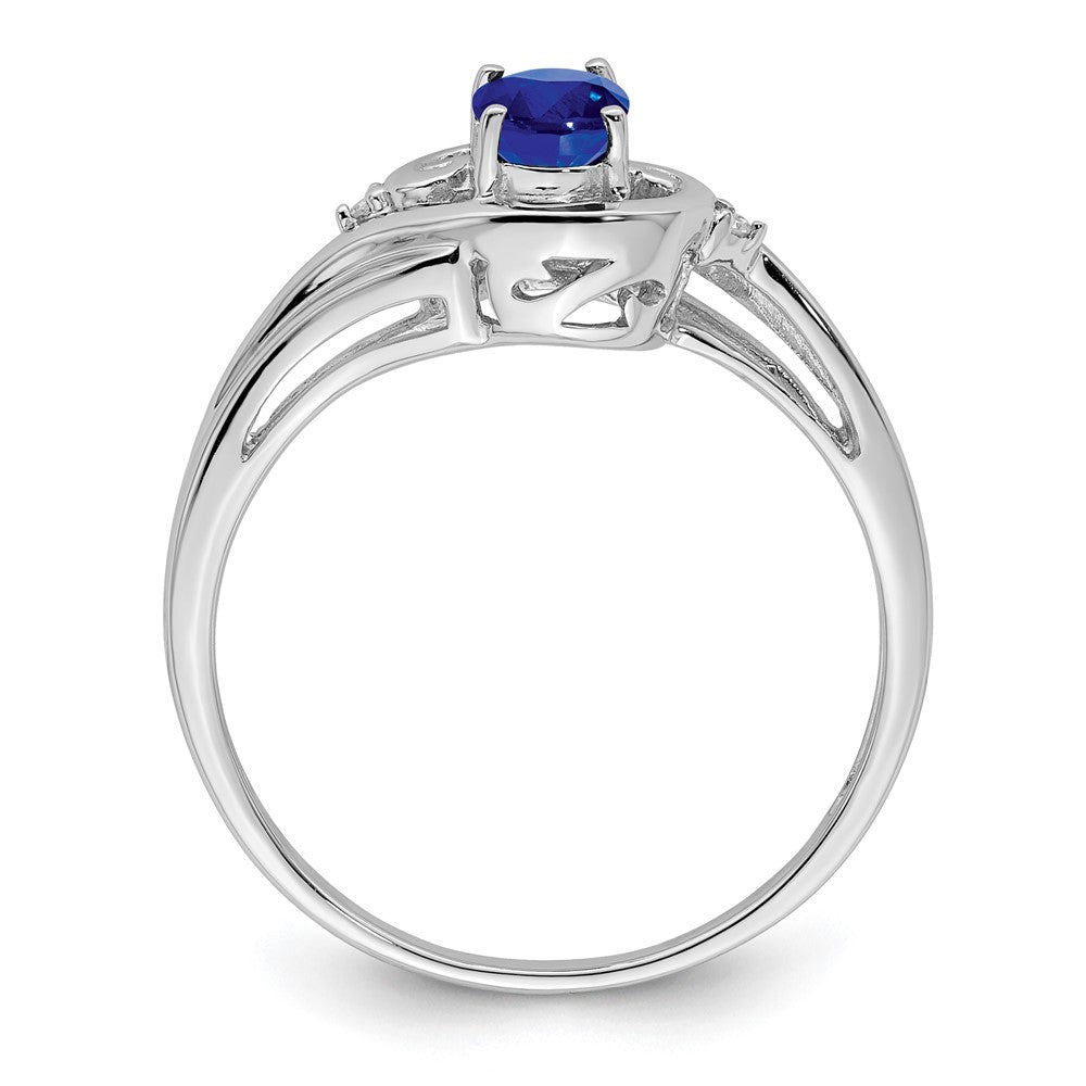 Sterlingsilber Rhodiniert Diamant & Saphir Ring