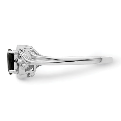 Sterlingsilber Rhodiniert Diamant & Saphir Ring
