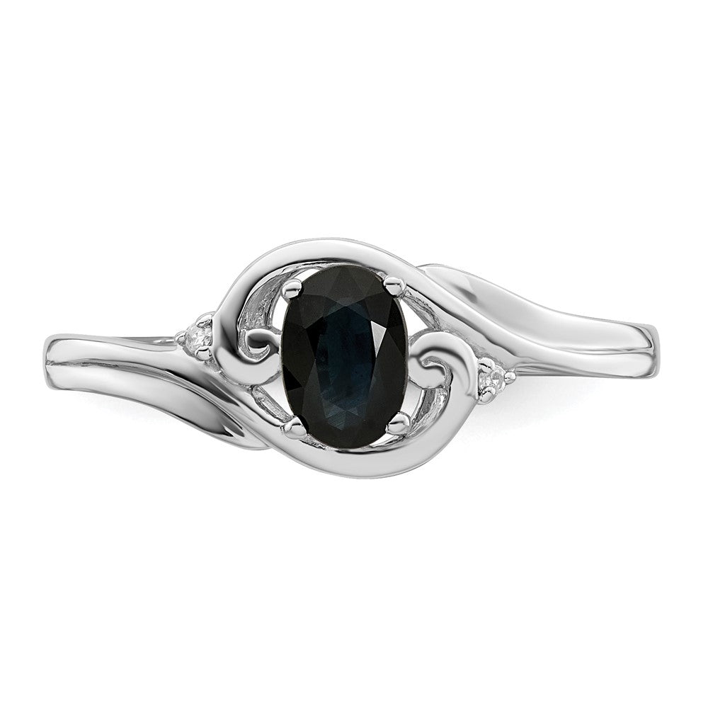 Sterlingsilber Rhodiniert Diamant & Saphir Ring