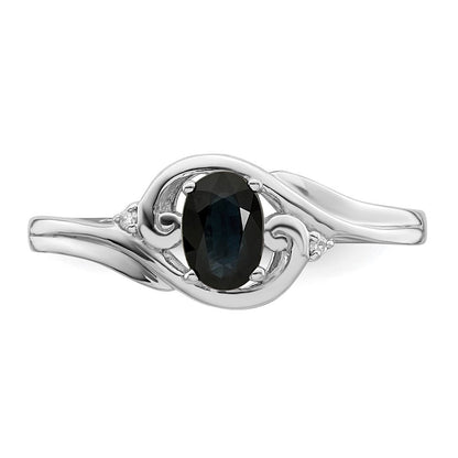 Sterlingsilber Rhodiniert Diamant & Saphir Ring