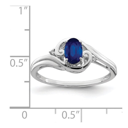 Sterlingsilber Rhodiniert Diamant & Saphir Ring