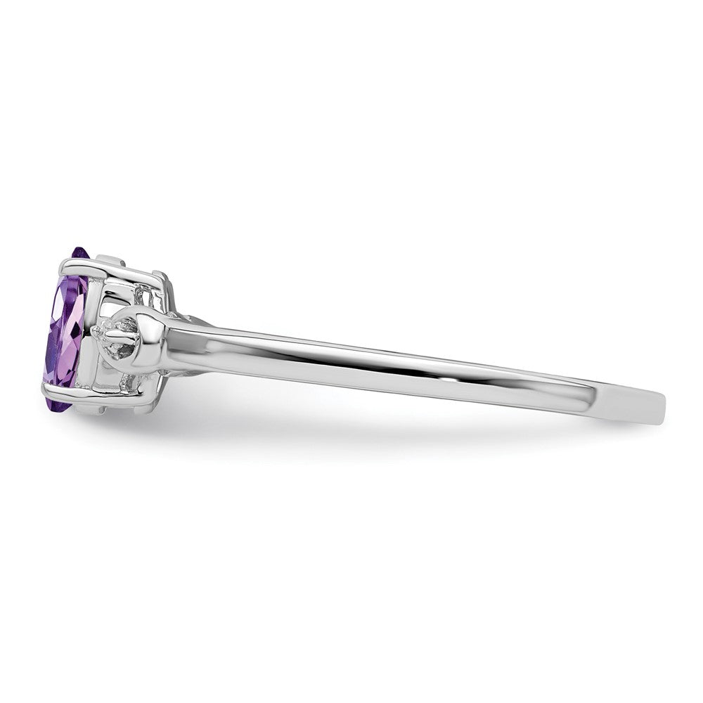 Sterlingsilber Rhodiniert Diamant und Amethyst Oval Ring