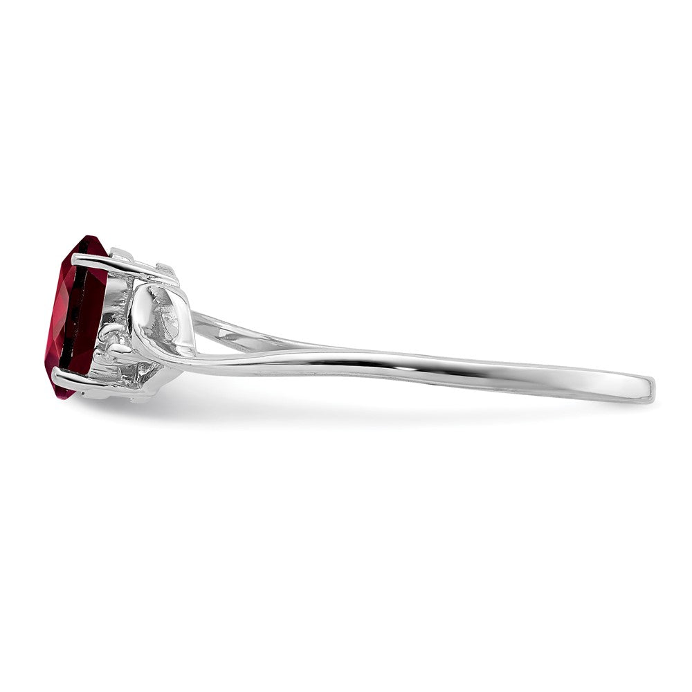 Sterlingsilber Rhodiniert Diamant und Granat Oval Ring