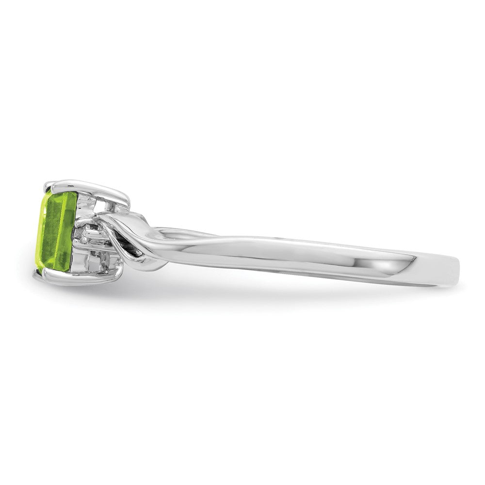 Sterlingsilber Rhodiniert Diamant & Peridot Quadratisch Ring