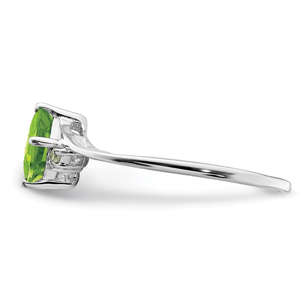 Sterlingsilber Rhodiniert Diamant & Peridot Quadratisch Ring