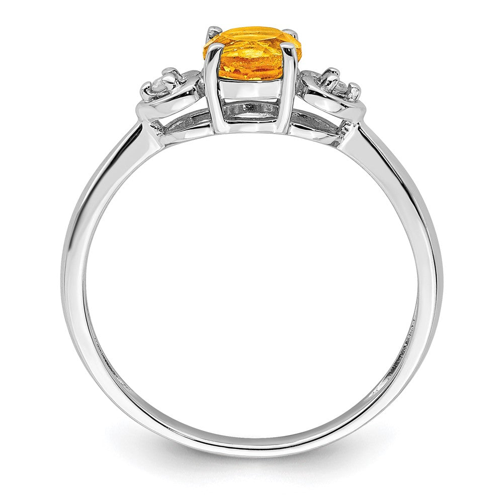 Sterlingsilber Rhodiniert Diamant und Citrin Rund Ring