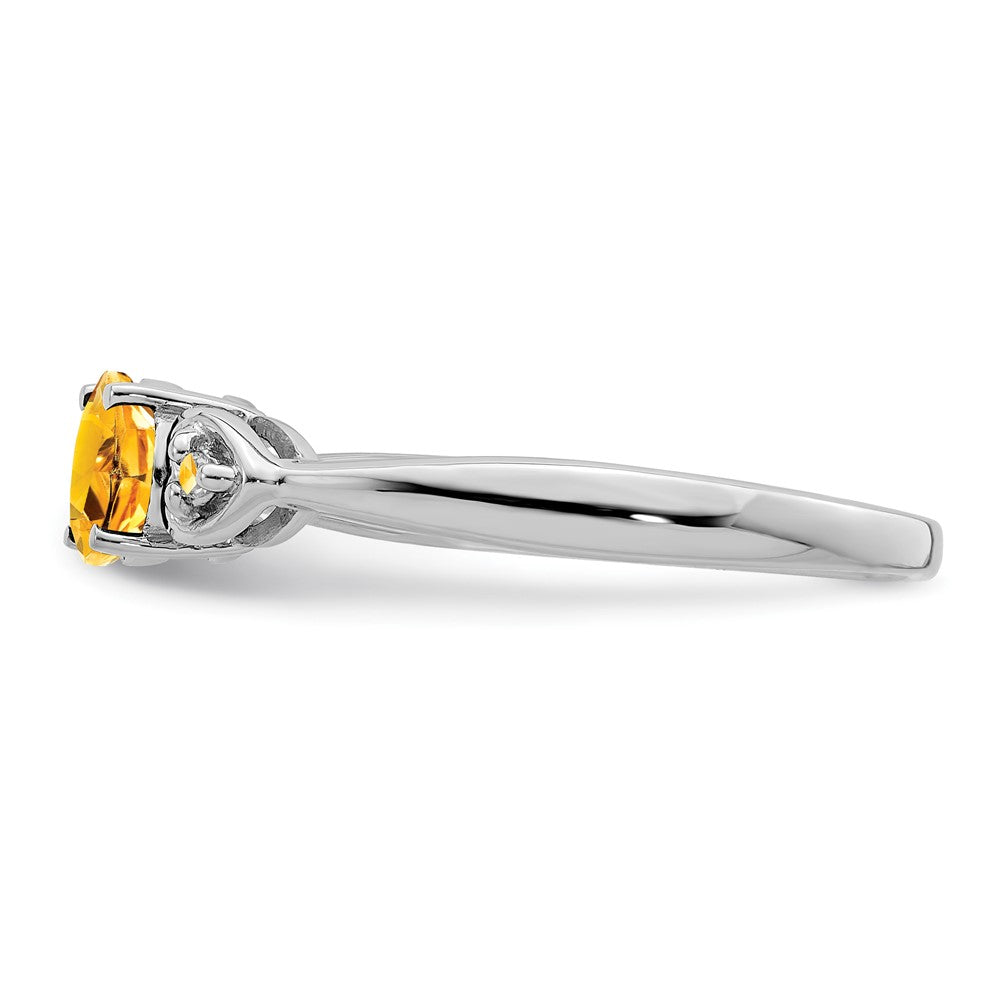 Sterlingsilber Rhodiniert Diamant und Citrin Rund Ring