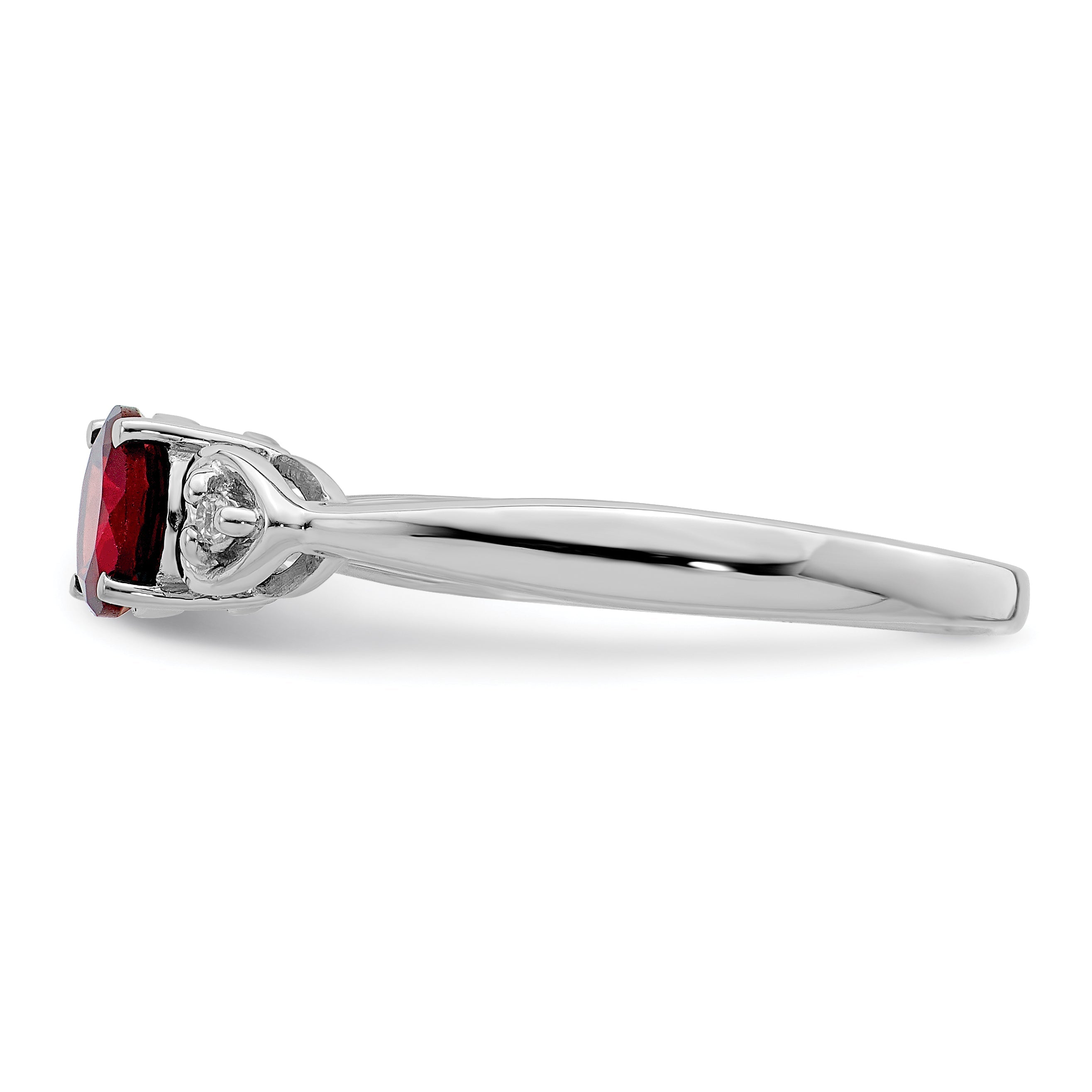 Sterlingsilber Rhodiniert Diamant und Granat Ring