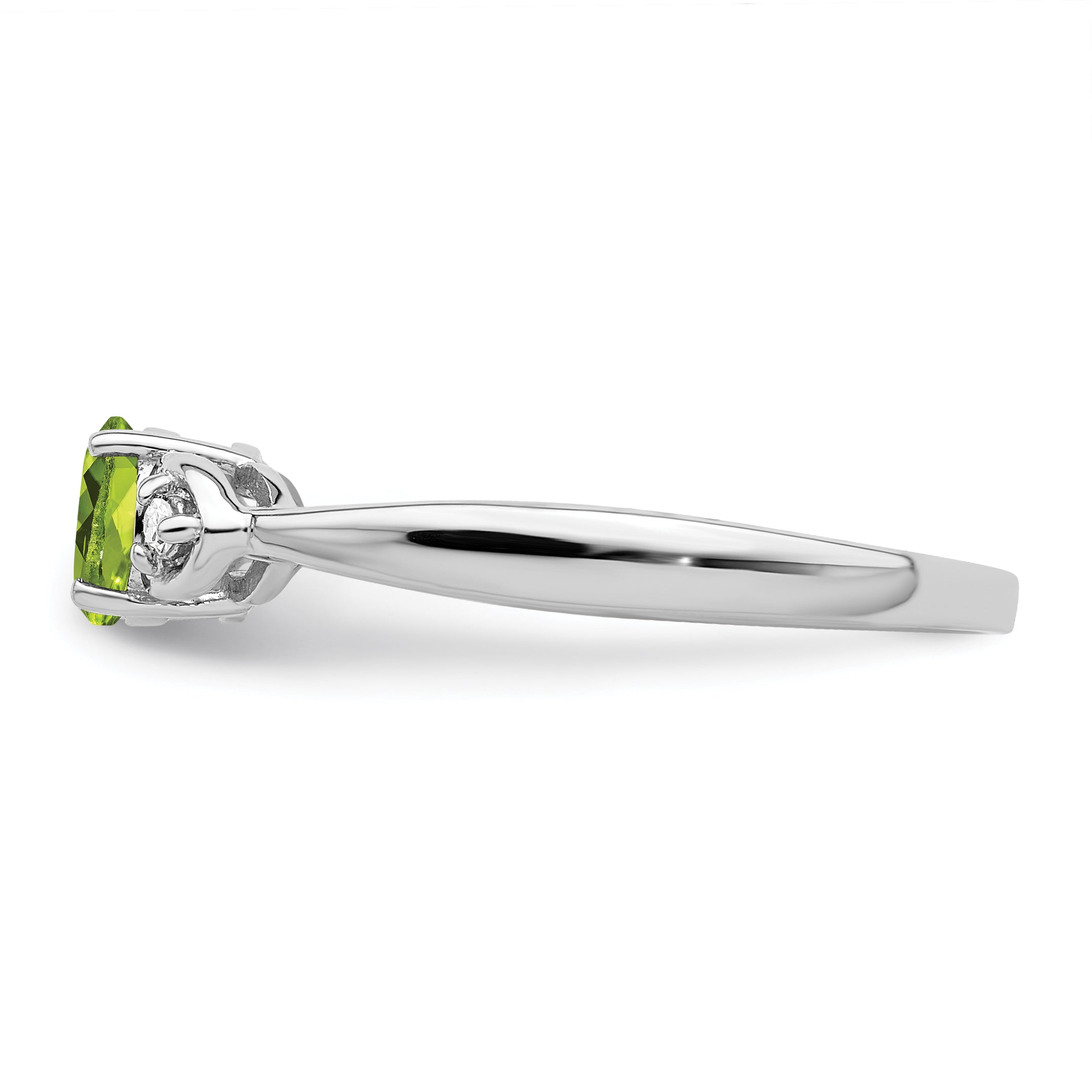 Sterlingsilber Rhodiniert Diamant und Peridot Rund Ring