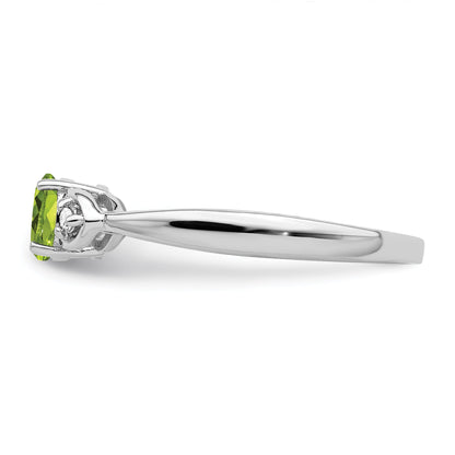 Sterlingsilber Rhodiniert Diamant und Peridot Rund Ring