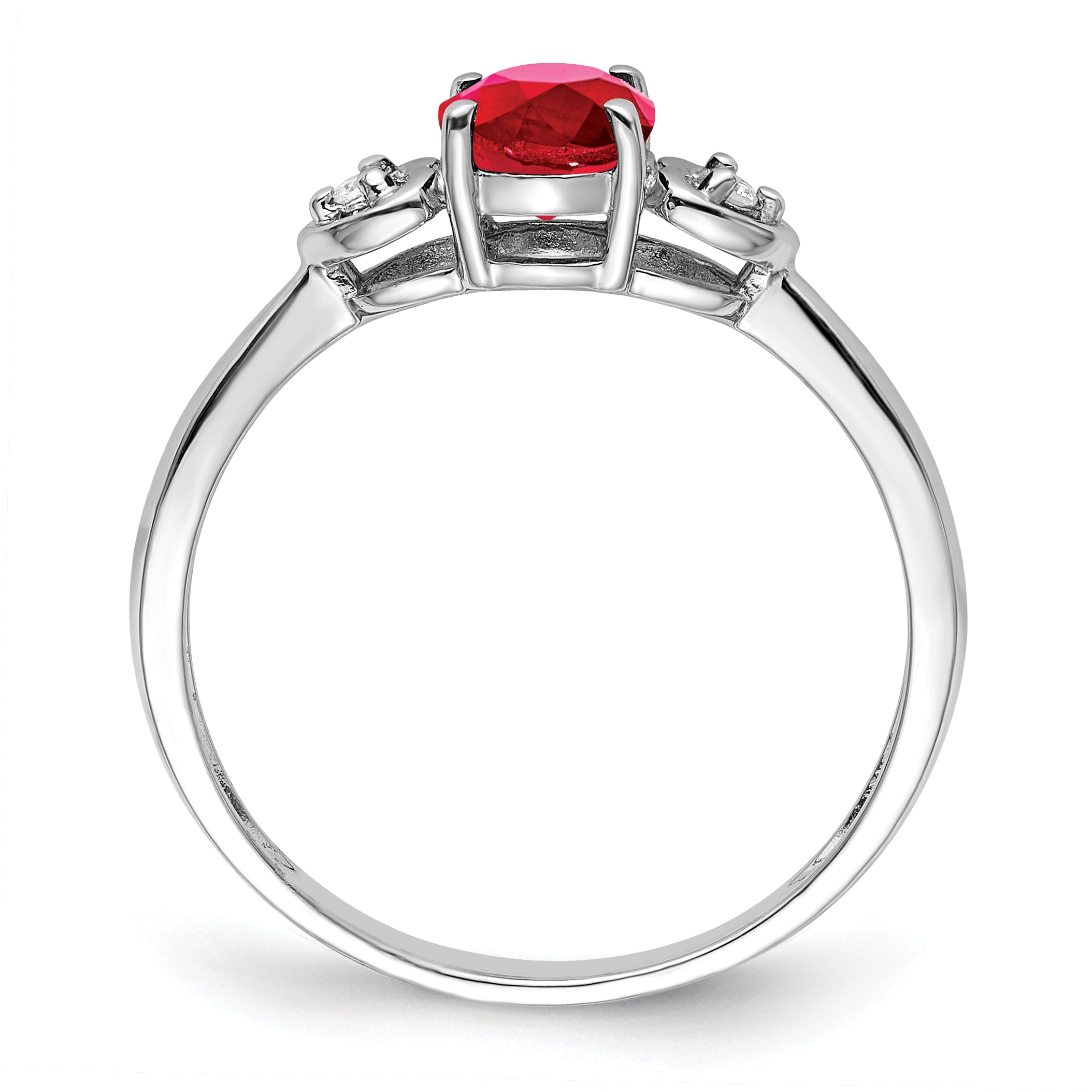 Sterlingsilber Rhodiniert Diamant und Rubin Ring