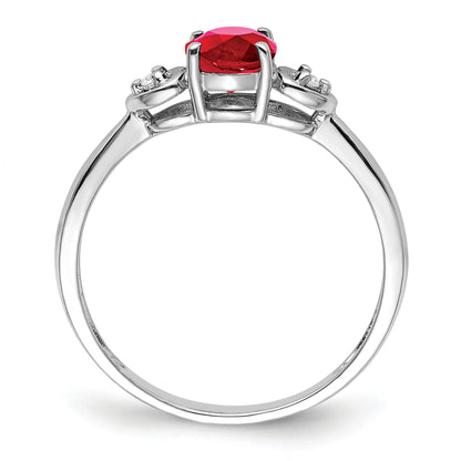 Sterlingsilber Rhodiniert Diamant und Rubin Ring