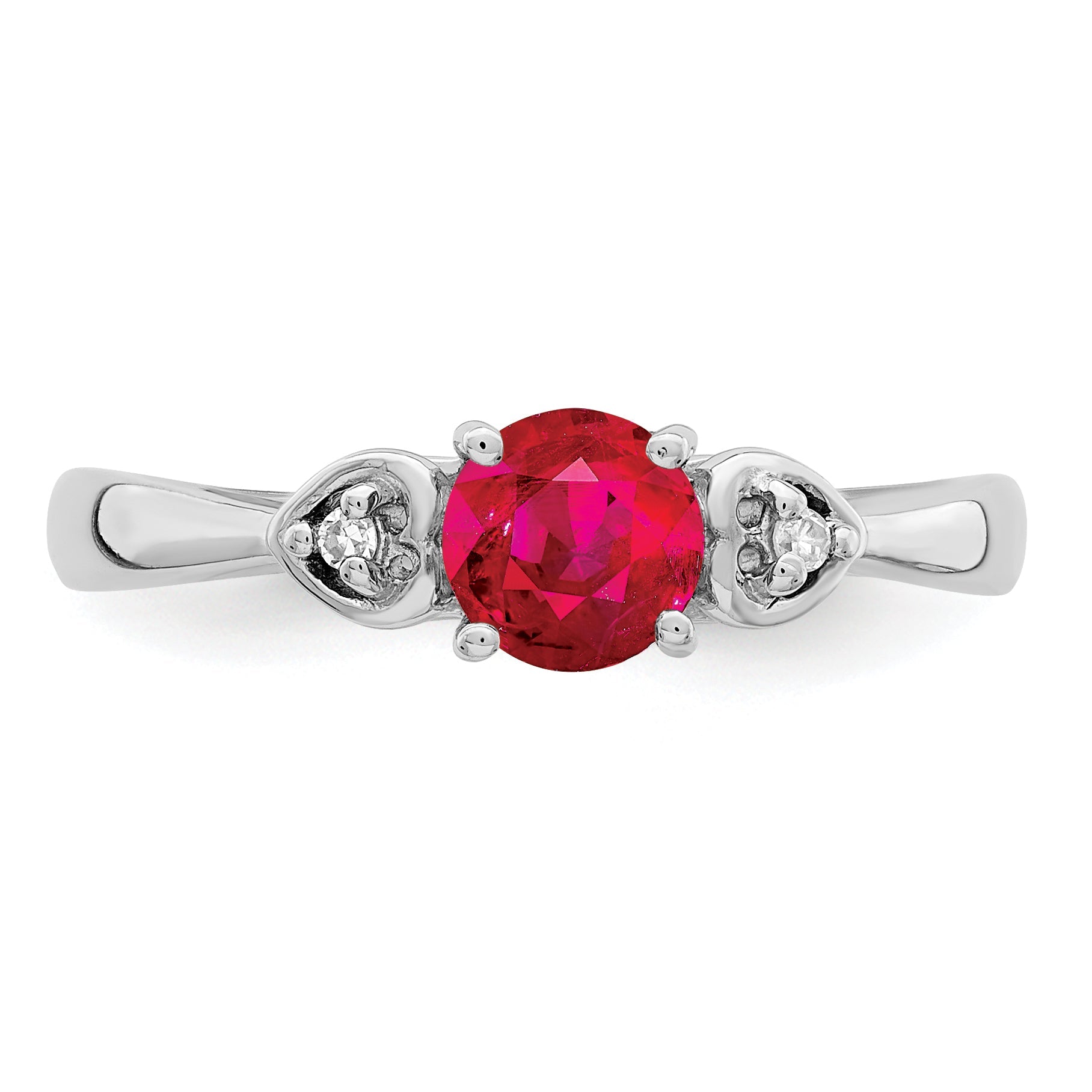 Sterlingsilber Rhodiniert Diamant und Rubin Ring