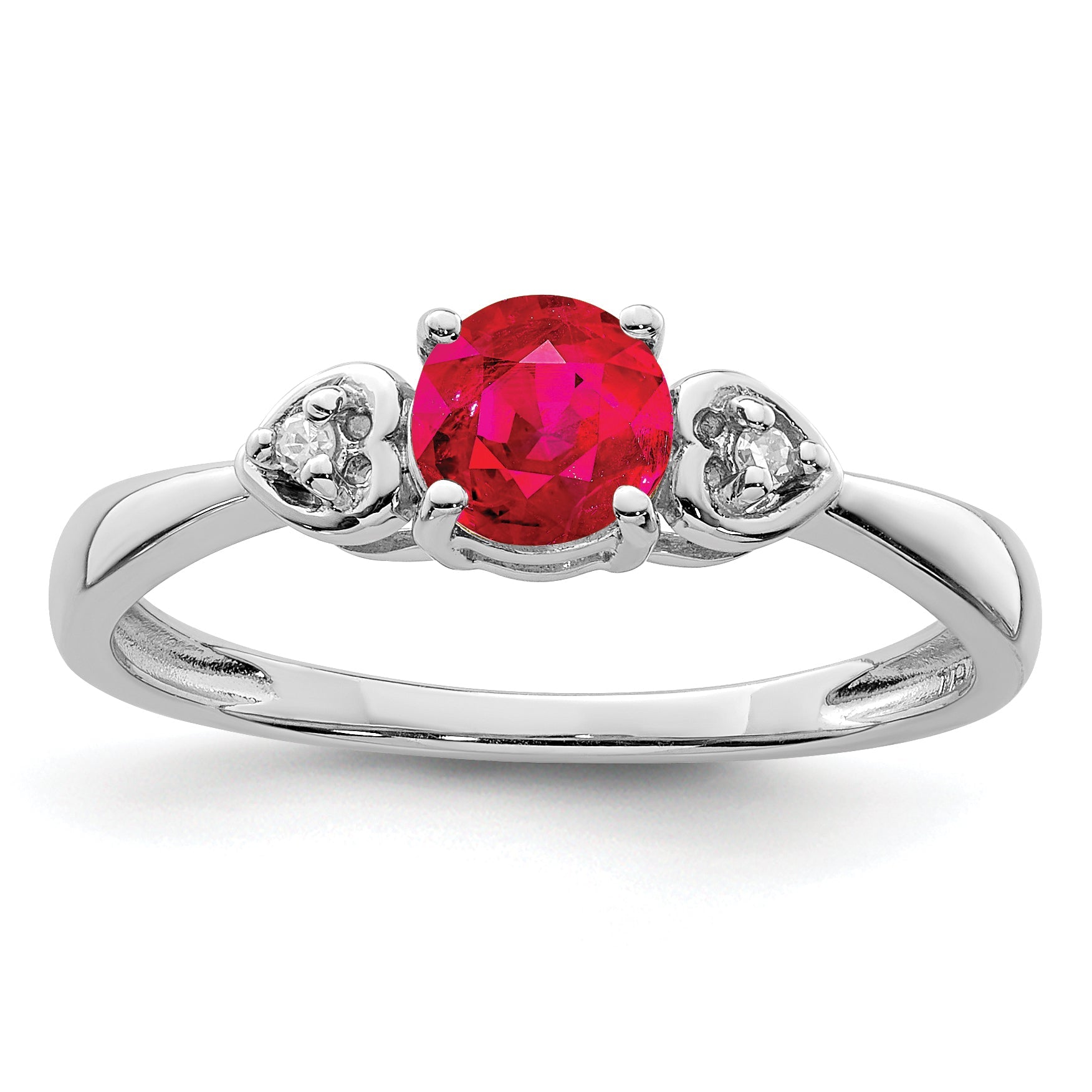 Sterlingsilber Rhodiniert Diamant und Rubin Ring