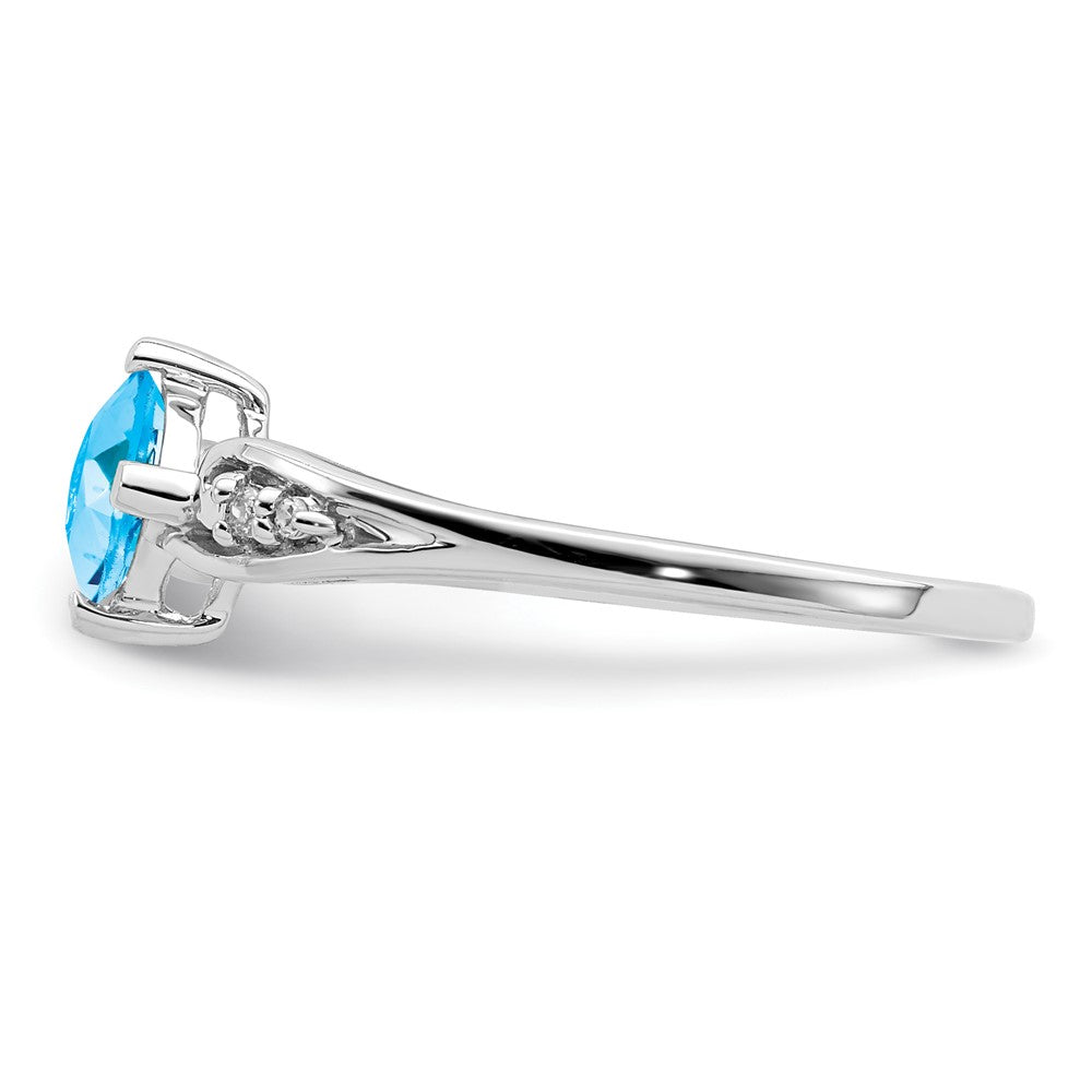 Sterlingsilber Rhodiniert Diamant und Himmel Blautopas Kissen Ring