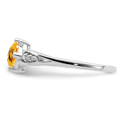 Sterlingsilber Rhodiniert Diamant und Citrin Kissen Ring