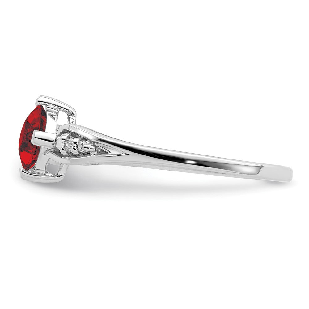 Sterlingsilber Rhodiniert Diamant und Granat Kissen Ring