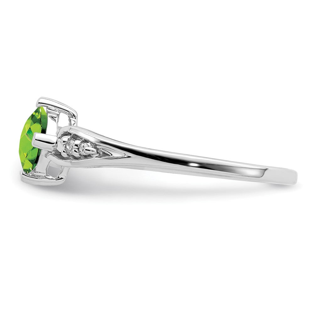 Sterlingsilber Rhodiniert Diamant und Peridot Kissen Ring