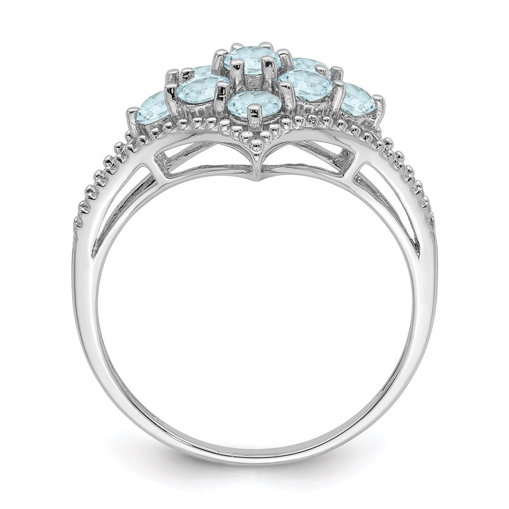 Sterlingsilber Rhodium Aquamarin Ring (size 7 Nur)
