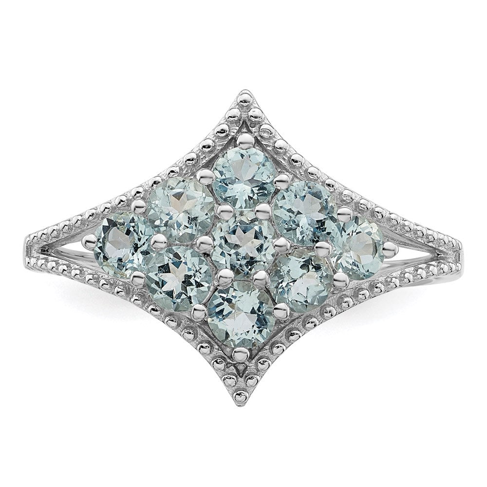 Sterlingsilber Rhodium Aquamarin Ring (size 7 Nur)