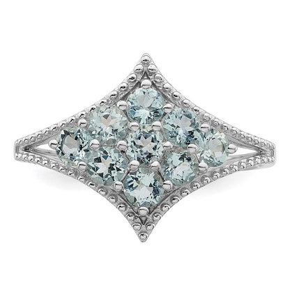Sterlingsilber Rhodium Aquamarin Ring (size 7 Nur)