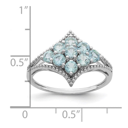 Sterlingsilber Rhodium Aquamarin Ring (size 7 Nur)