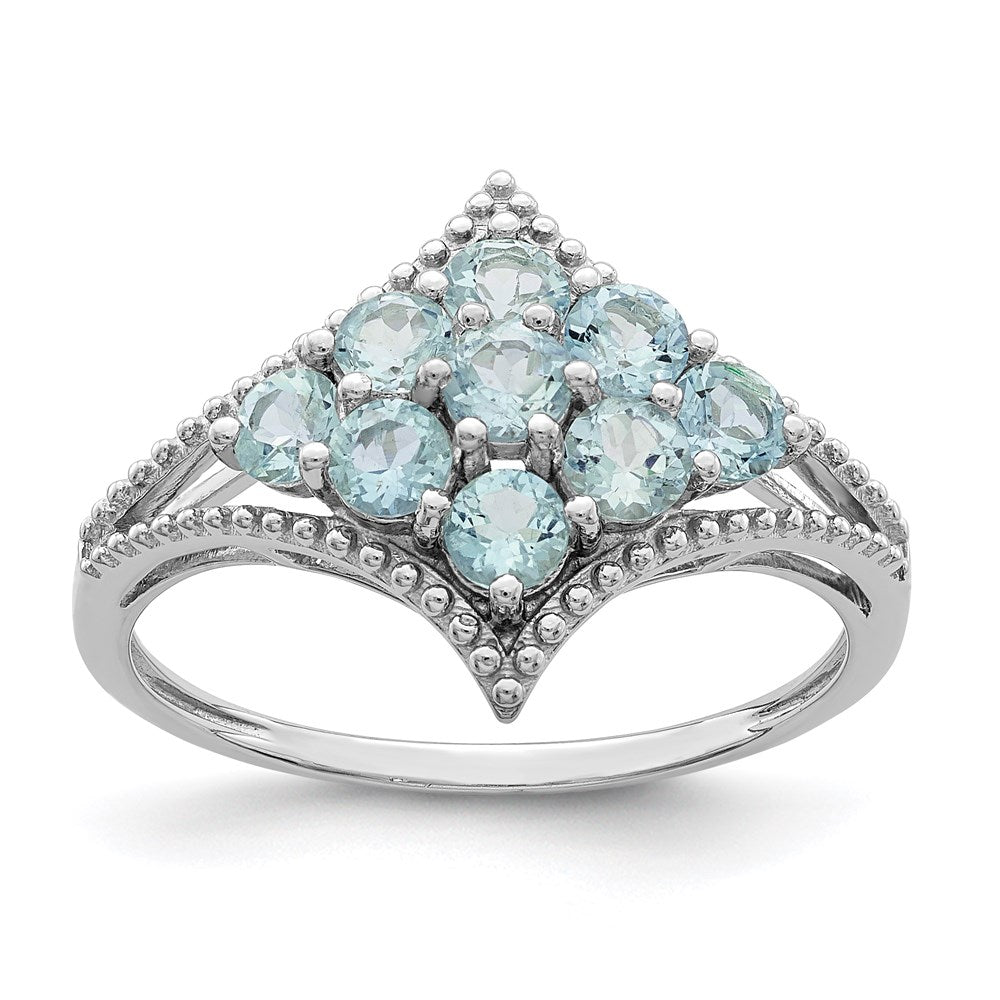 Sterlingsilber Rhodium Aquamarin Ring (size 7 Nur)