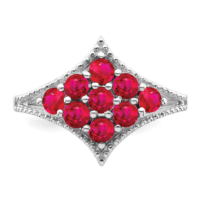 Sterlingsilber Rhodiniert Rubin Ring
