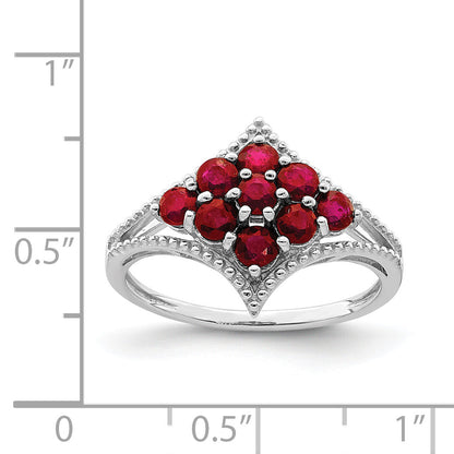 Sterlingsilber Rhodiniert Rubin Ring