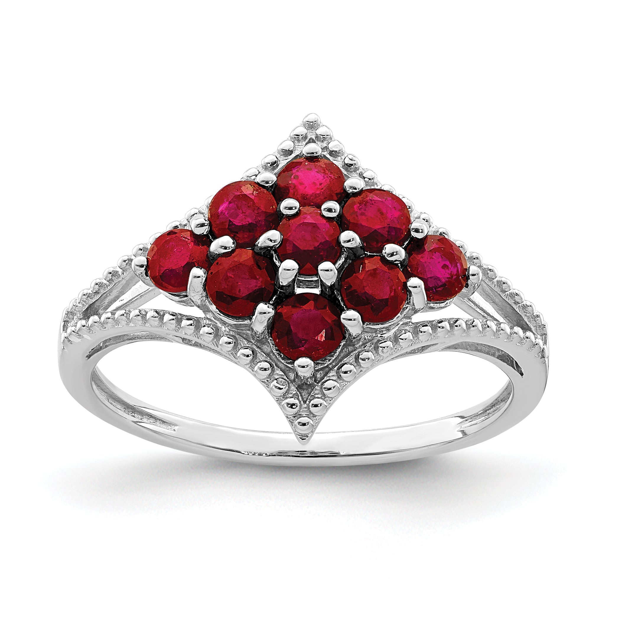 Sterlingsilber Rhodiniert Rubin Ring