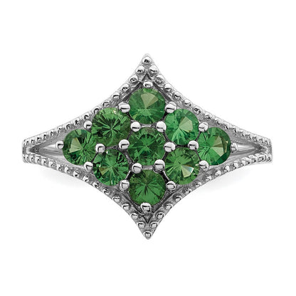 Sterlingsilber Rhodiniert Tsavorite Ring