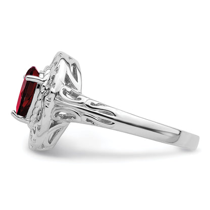 Sterlingsilber Rhodiniert Granat Tropfen Ring