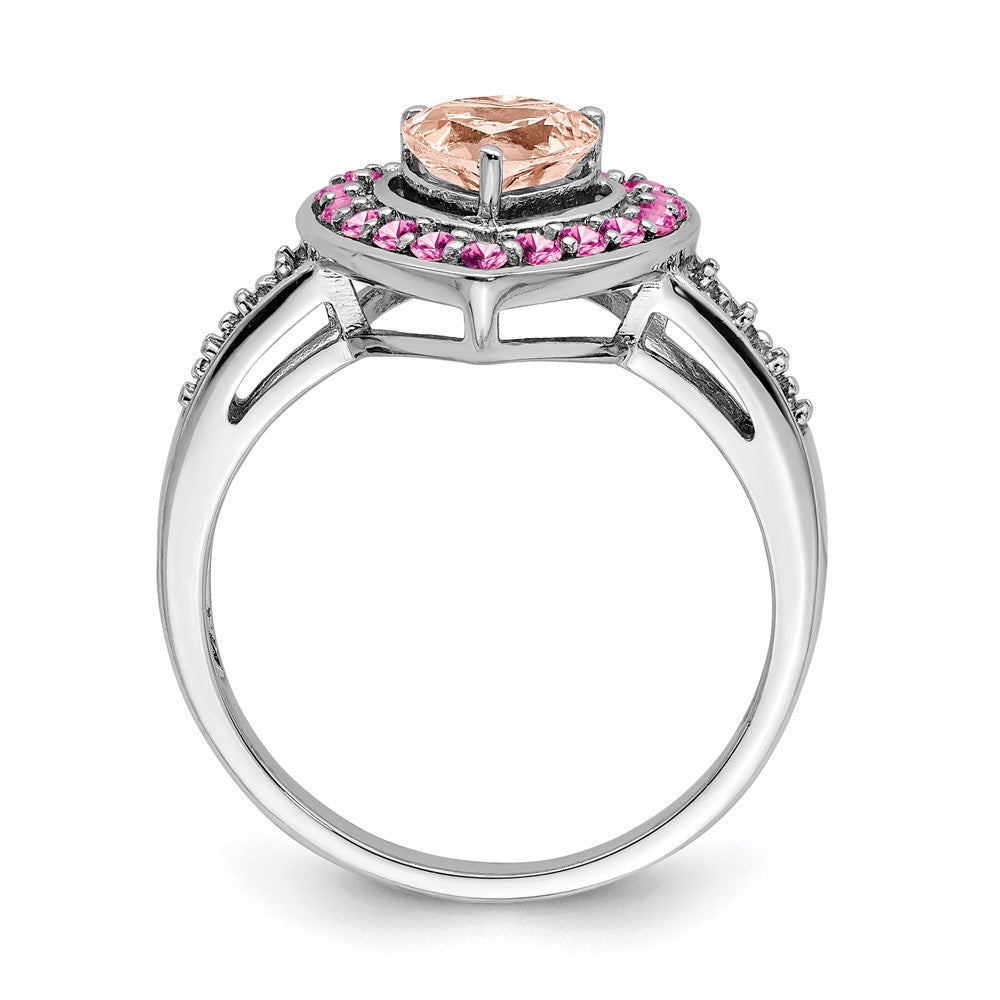 Sterlingsilber Rhodium Morganit Herz Ring