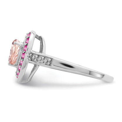 Sterlingsilber Rhodium Morganit Herz Ring