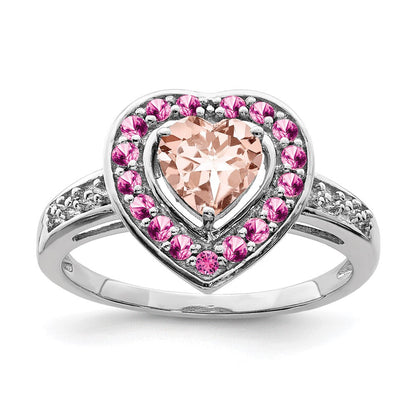 Sterlingsilber Rhodium Morganit Herz Ring