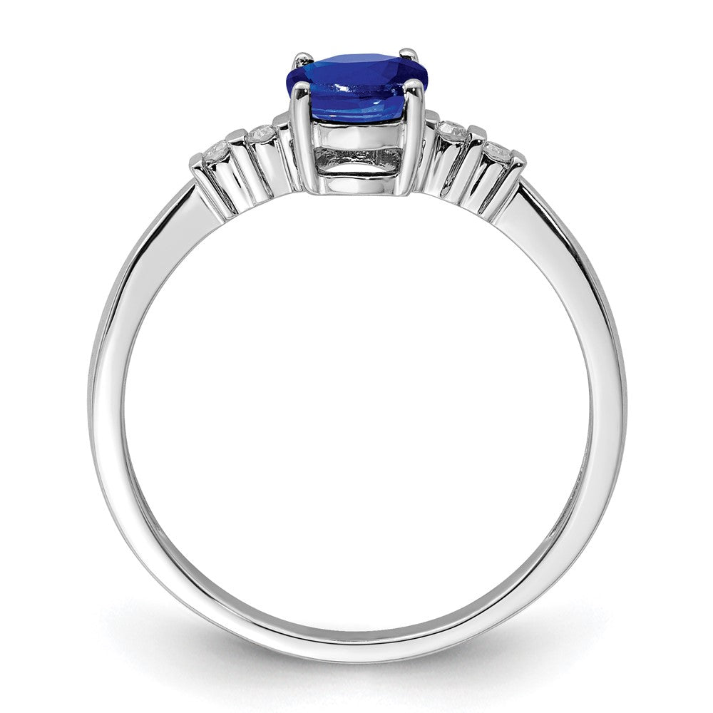 Sterlingsilber Rhodiniert Diamant & Saphir Oval Ring