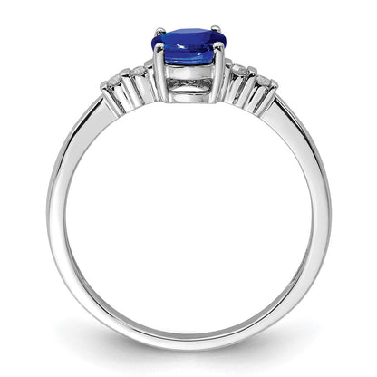 Sterlingsilber Rhodiniert Diamant & Saphir Oval Ring