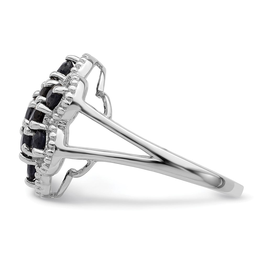 Sterlingsilber Rhodiniert Saphir Blume Ring (size 9 Nur)