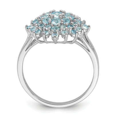 Sterlingsilber Rhodium Aquamarin Ring
