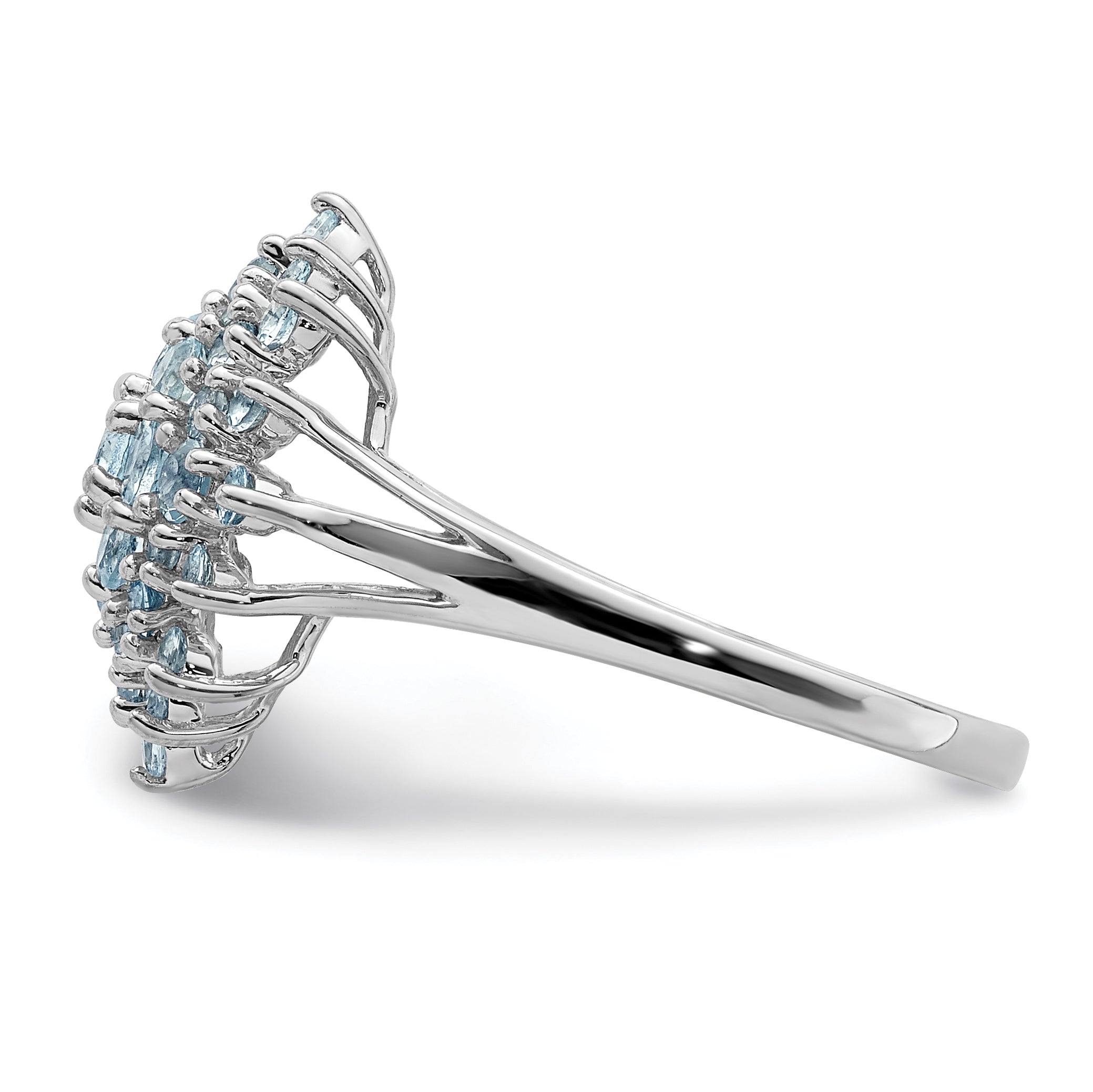 Sterlingsilber Rhodium Aquamarin Ring
